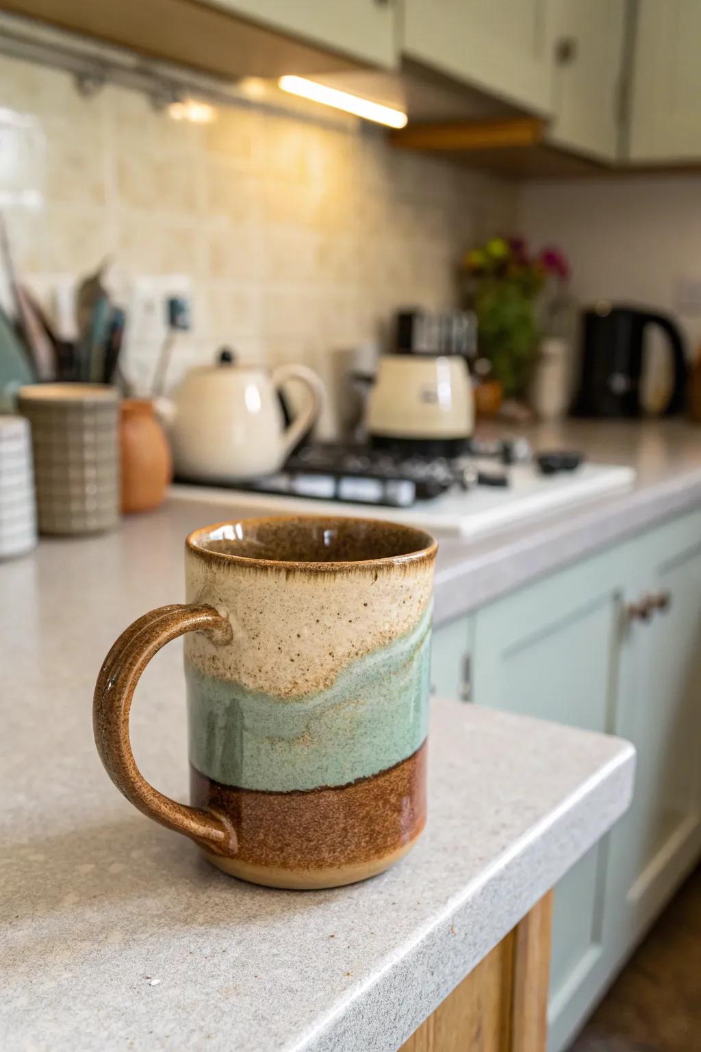 An artisan mug affording an impeccable fusion of functionality and artistry.