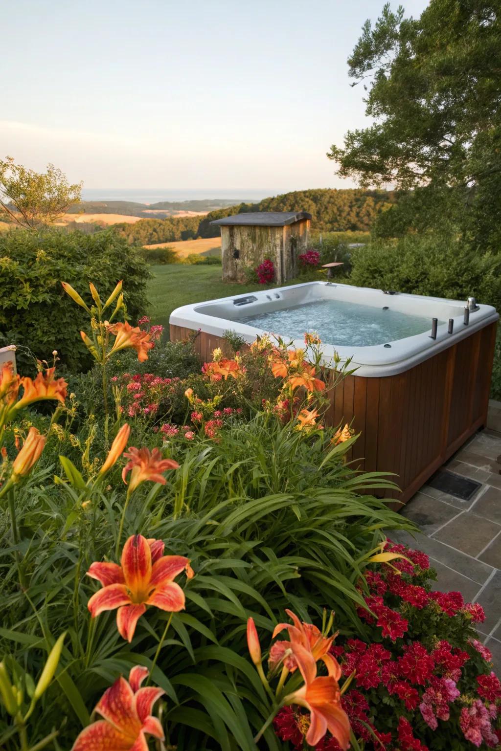 Vibrant flora imparts chromatic brilliance and vitality to your spa sanctuary.