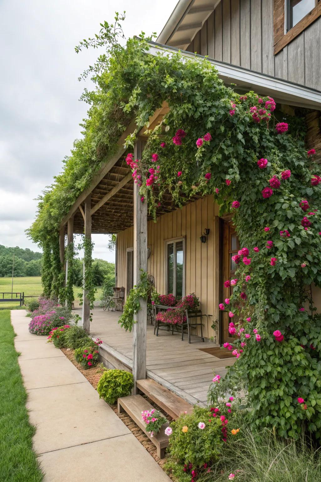 Cultivate a verdant oasis on your veranda with abundant verdure.
