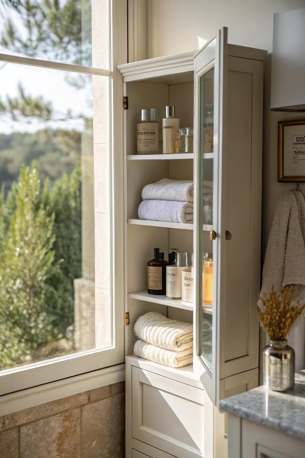 Natural light brightens and enlarges the area.