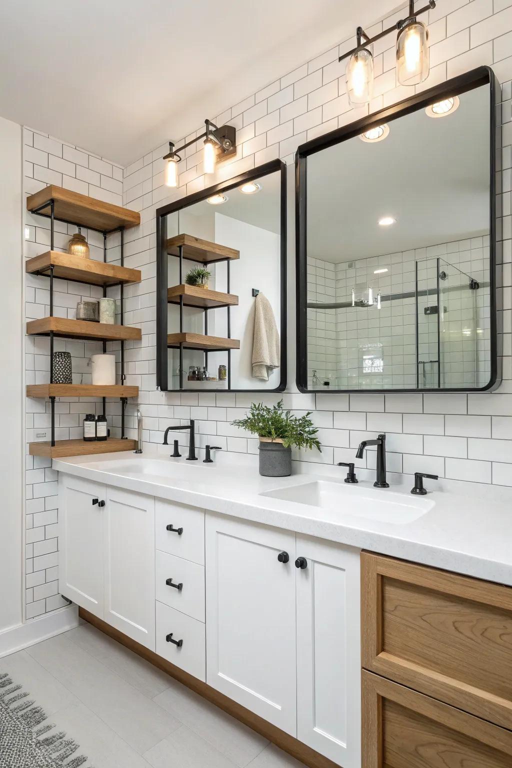 Harmonious elements create a unified bathroom aesthetic.