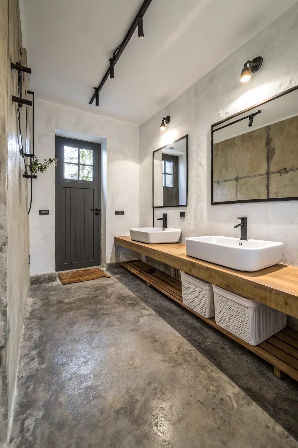 Industrial mortar flooring creates cutting-edge minimalism.