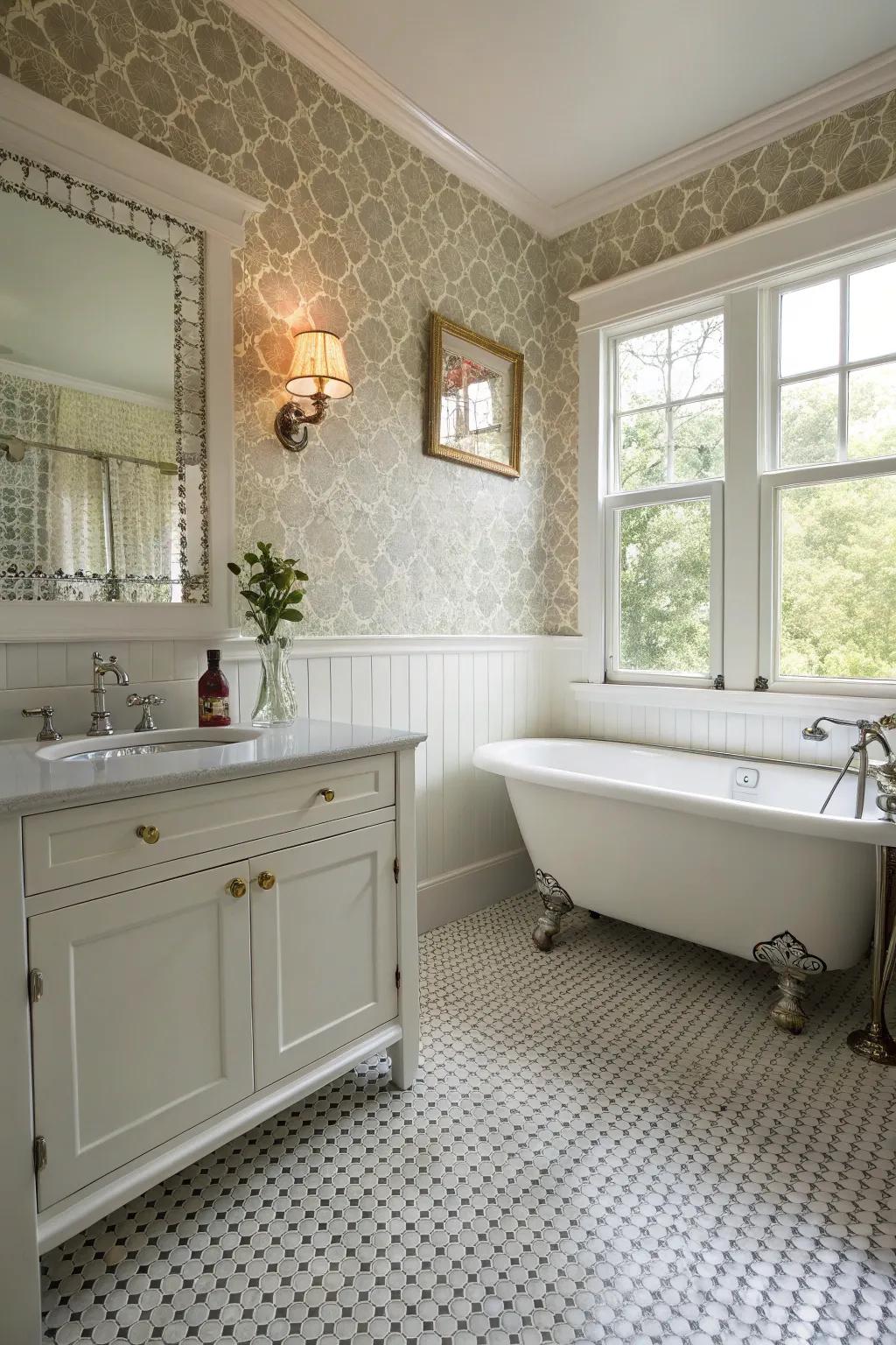 Reaping the rewards of ageless charm through penny tiles.