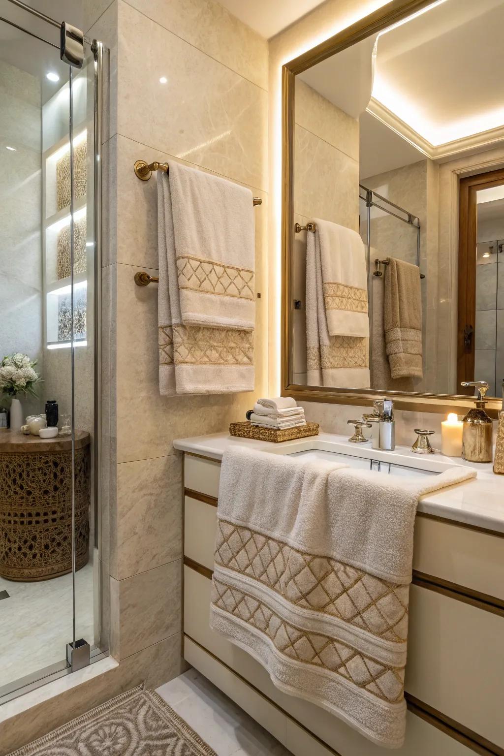Beige and taupe weaves offer a soothing and elegant touch.