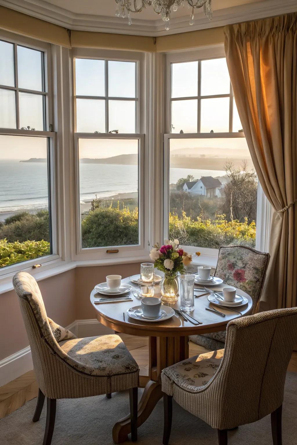 Construct a snug eating locale within your bay window precinct.