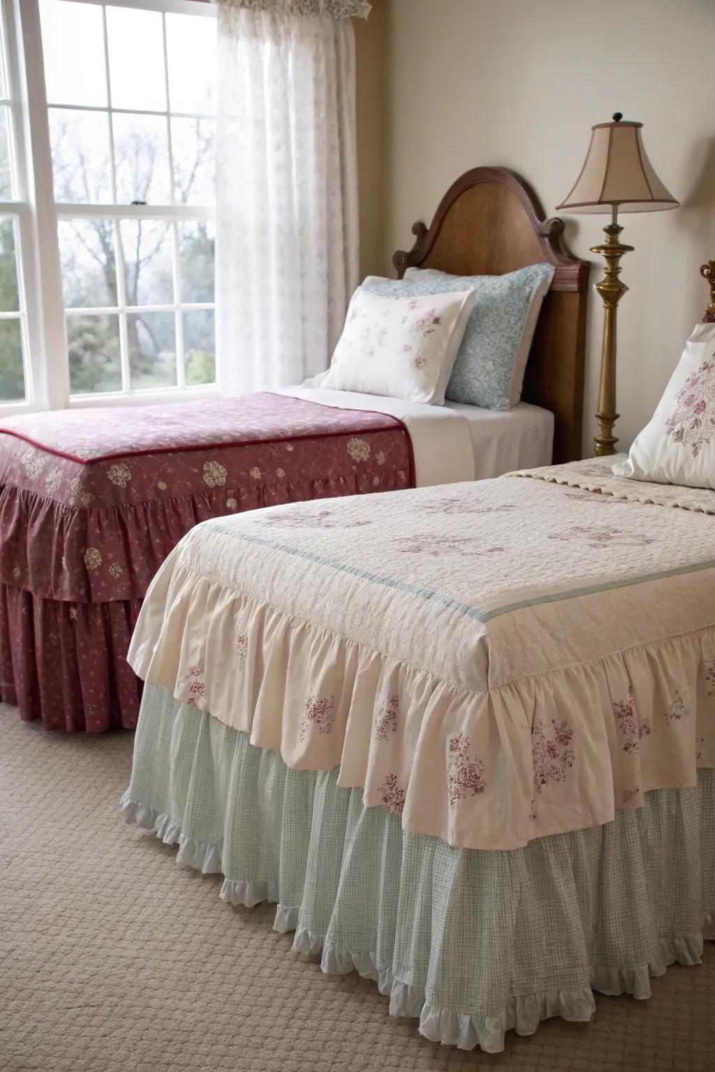 Interchanging bed skirts seasonally ensures that your sleeping space consistently conveys a revitalized impression.