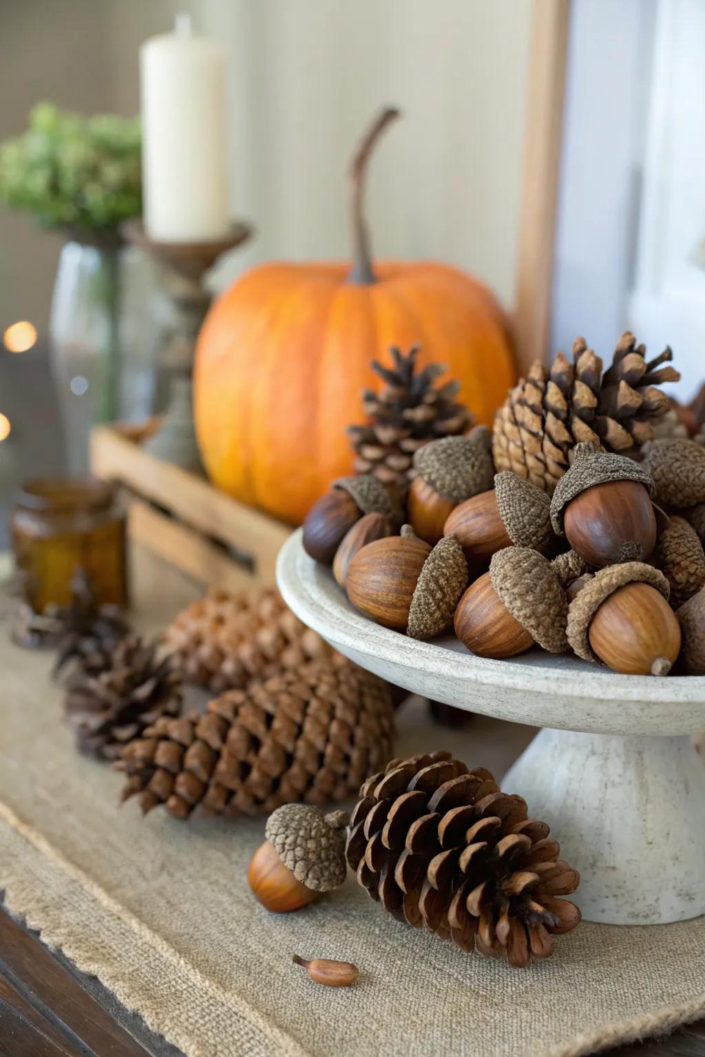 Bring the allure of nature indoors through organic fall components.
