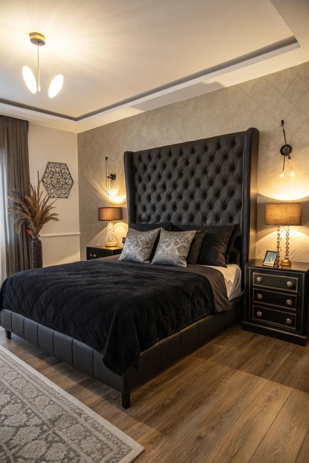 Producing a center point by using a black headboard.