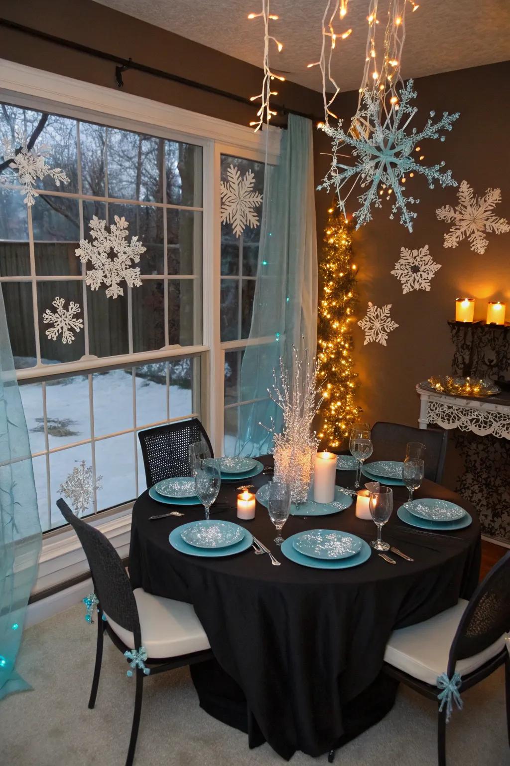 Winter wonderland filled with celebratory charm.