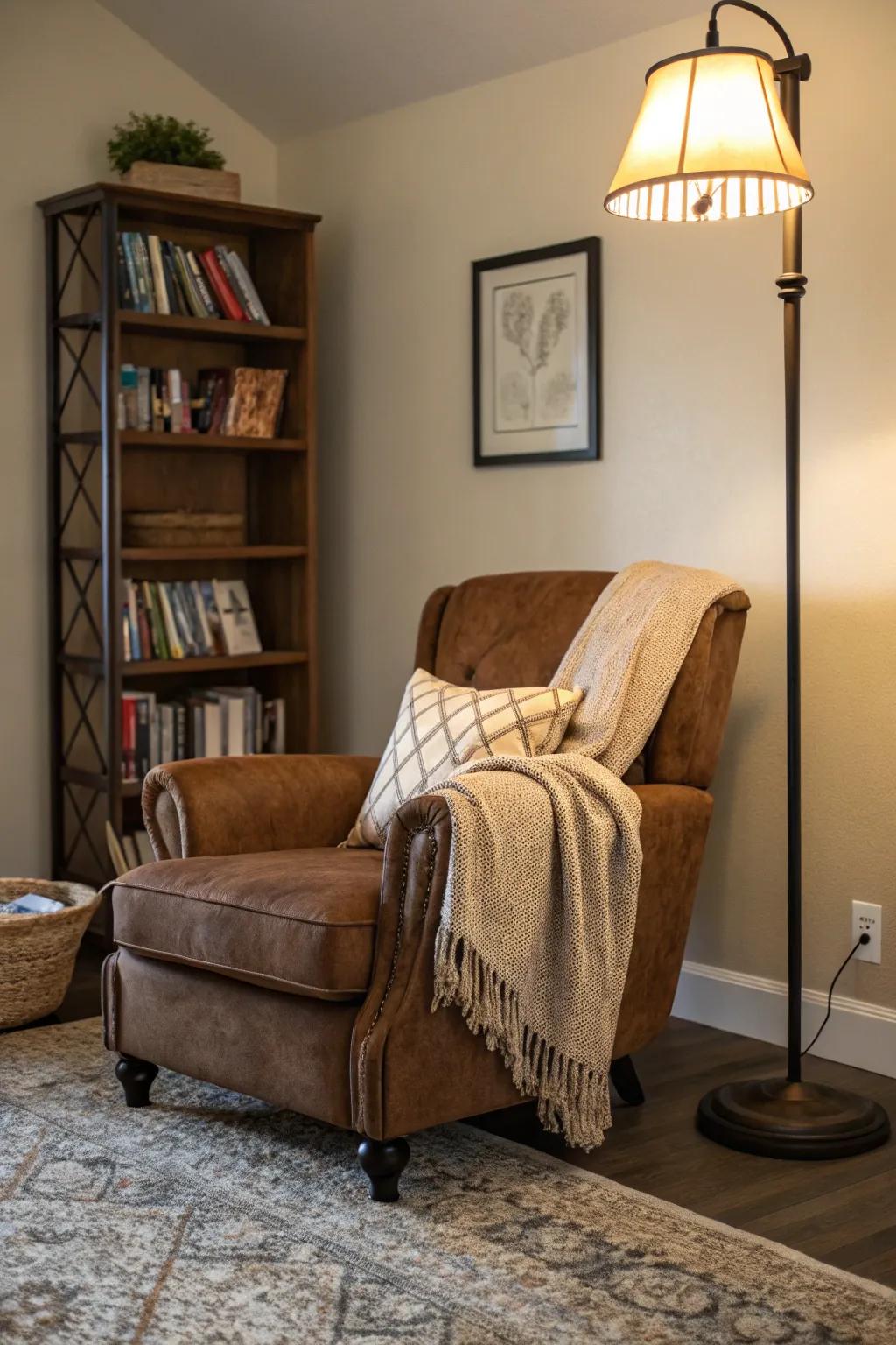 An inviting reading nook gives charm and function to the lounge.