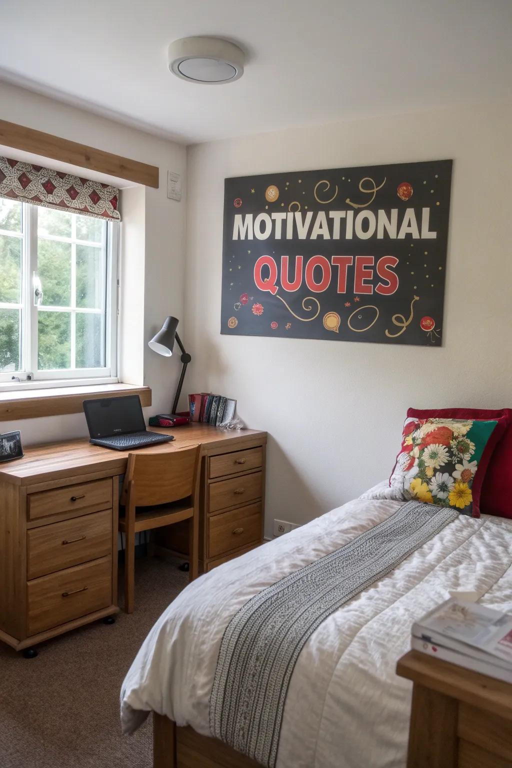 Inspire yourself daily with bold lettering surface art.