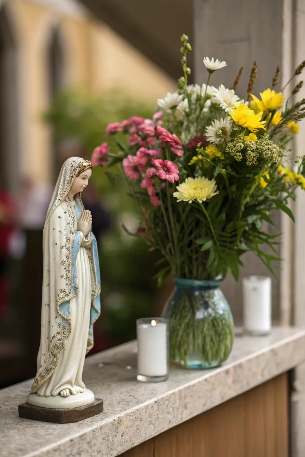 A statue contributes both grace and tranquility to your prayer zone.