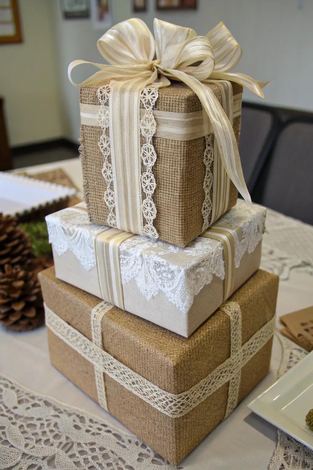 Stratified weaves for an intricate and tactile gift presentation experience.