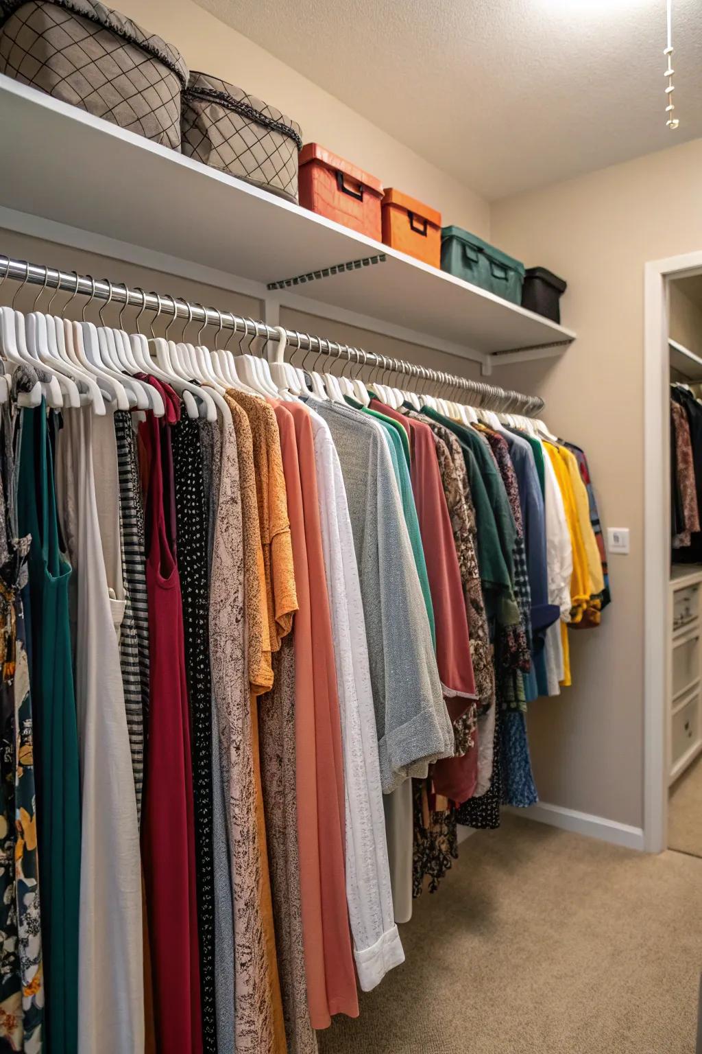 Maximize hanging space through adjustable rods.