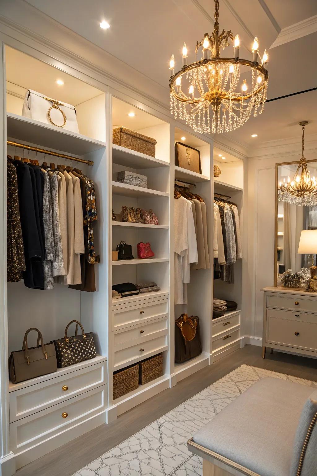 Personalized wardrobe experiences with a luxurious boutique-style closet.