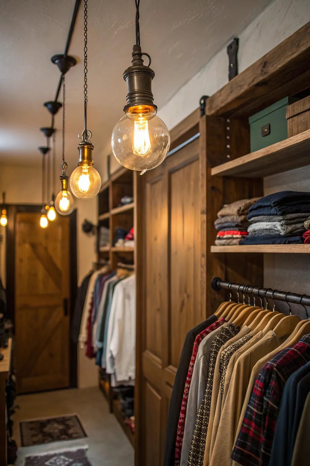Classic hanging lamps infuse your closet with charm and style.