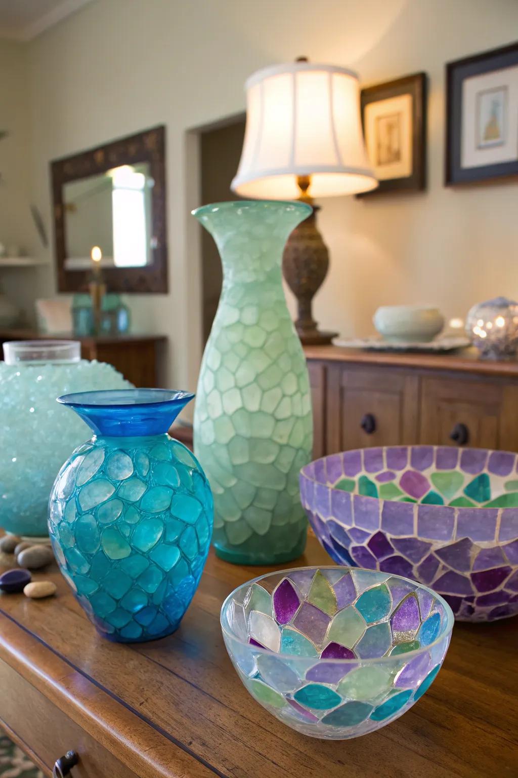 Sea-glass components injecting whimsy and color.