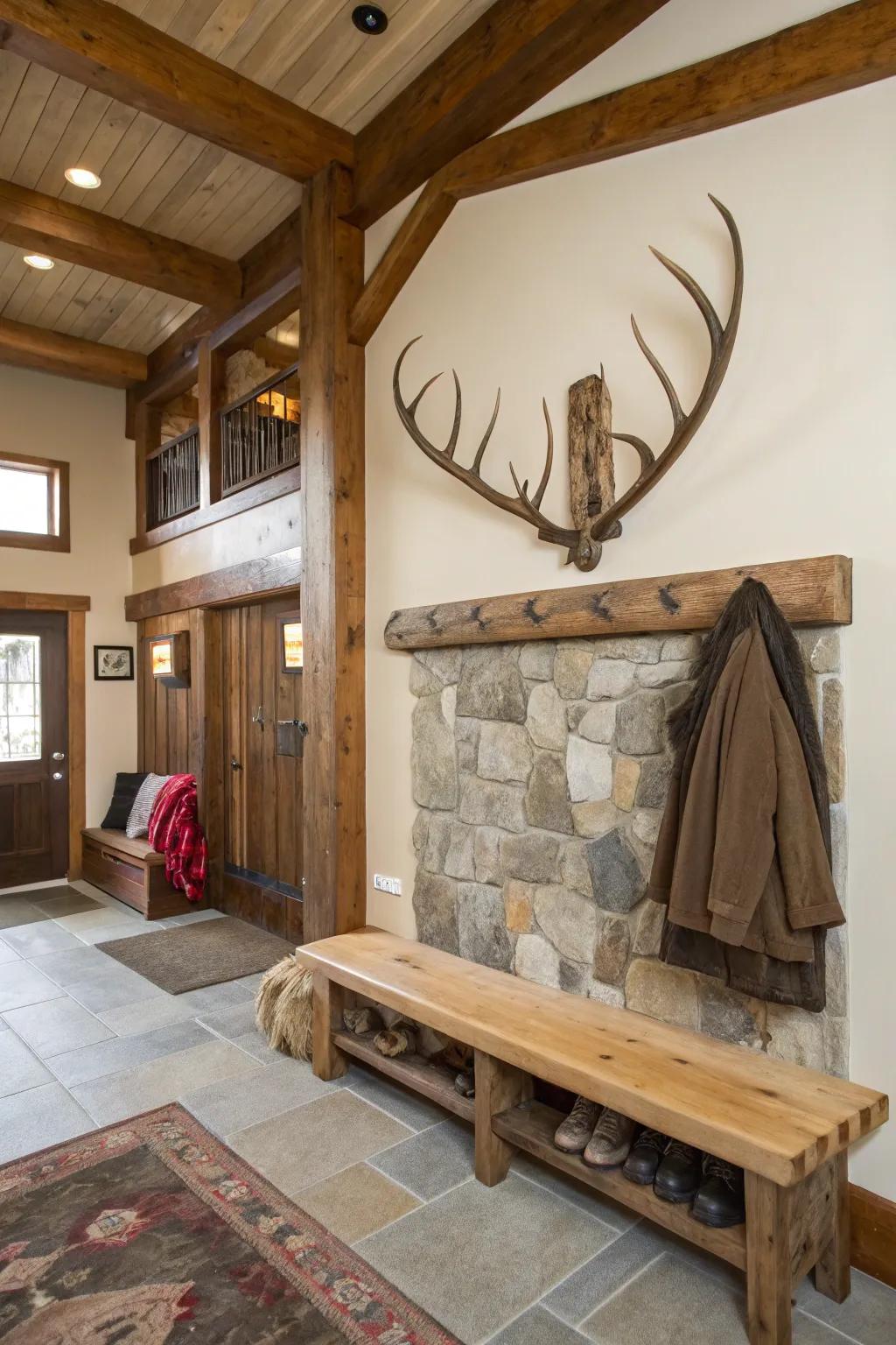 A artificial antler coat rack, flawless for incorporating an element of wilderness into your décor.