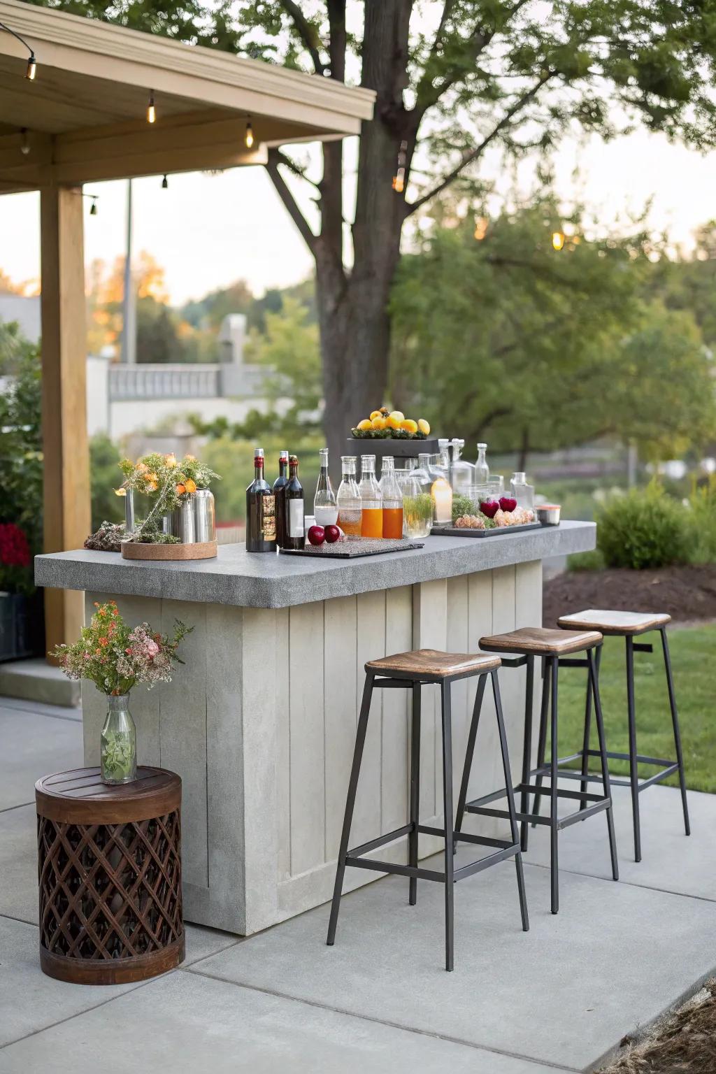 A mini bar increases your patio’s entertainment capability.