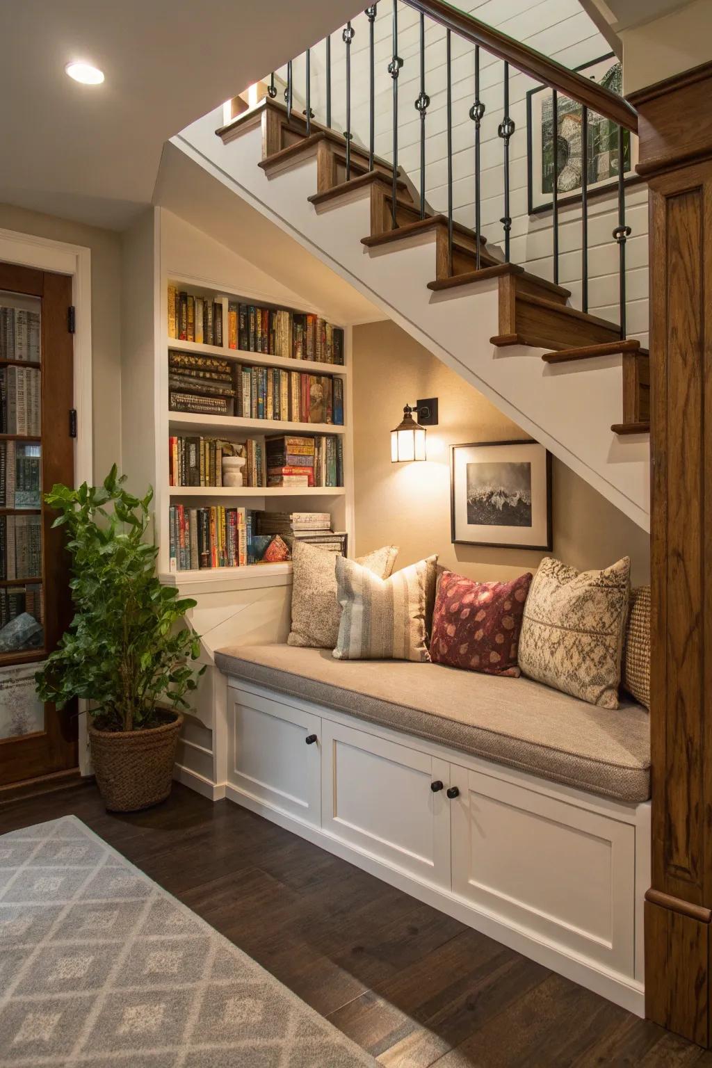 Uncover hidden potential with an under-the-stairs nook.