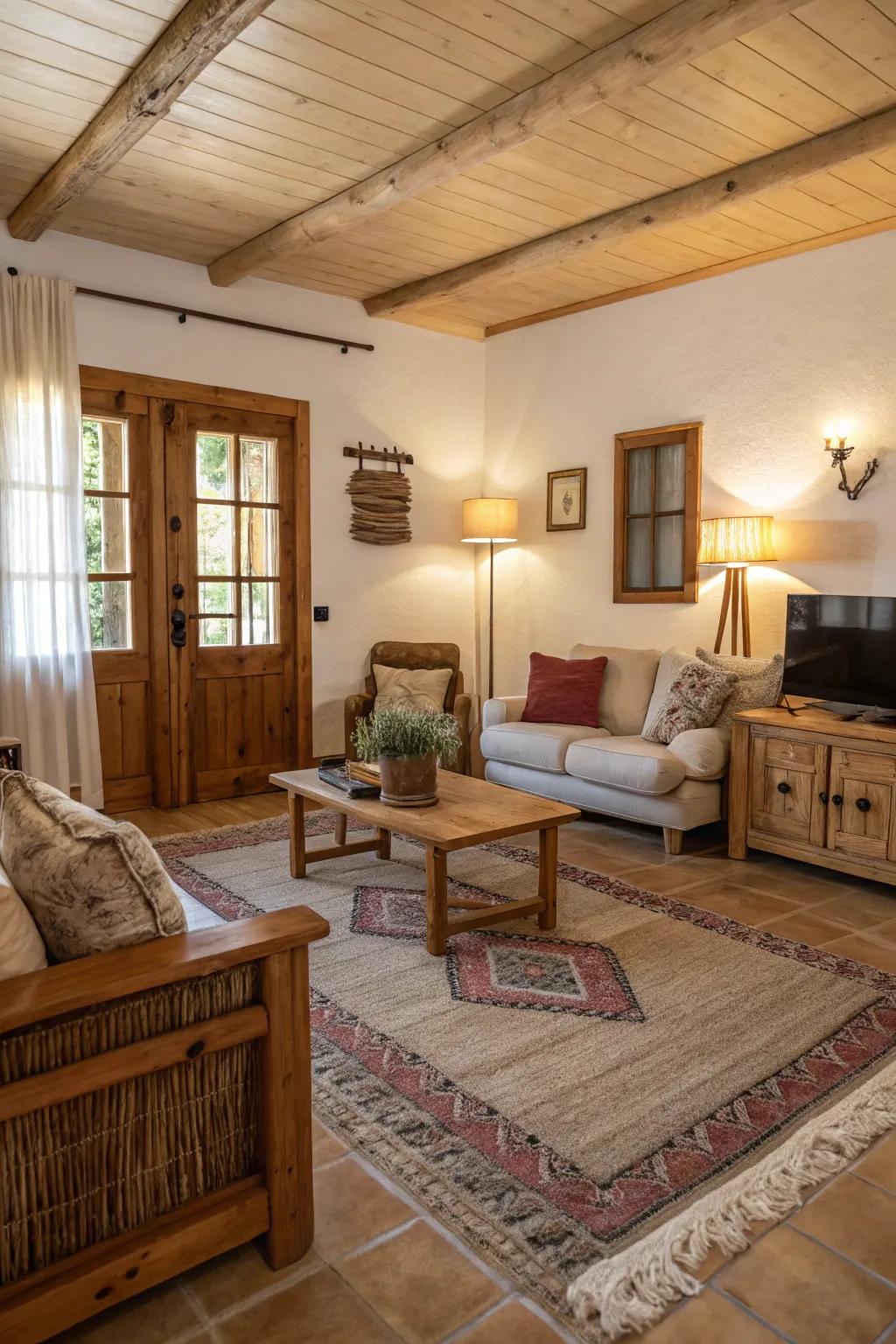 A living space where a gentle rug enhances ease and flair.