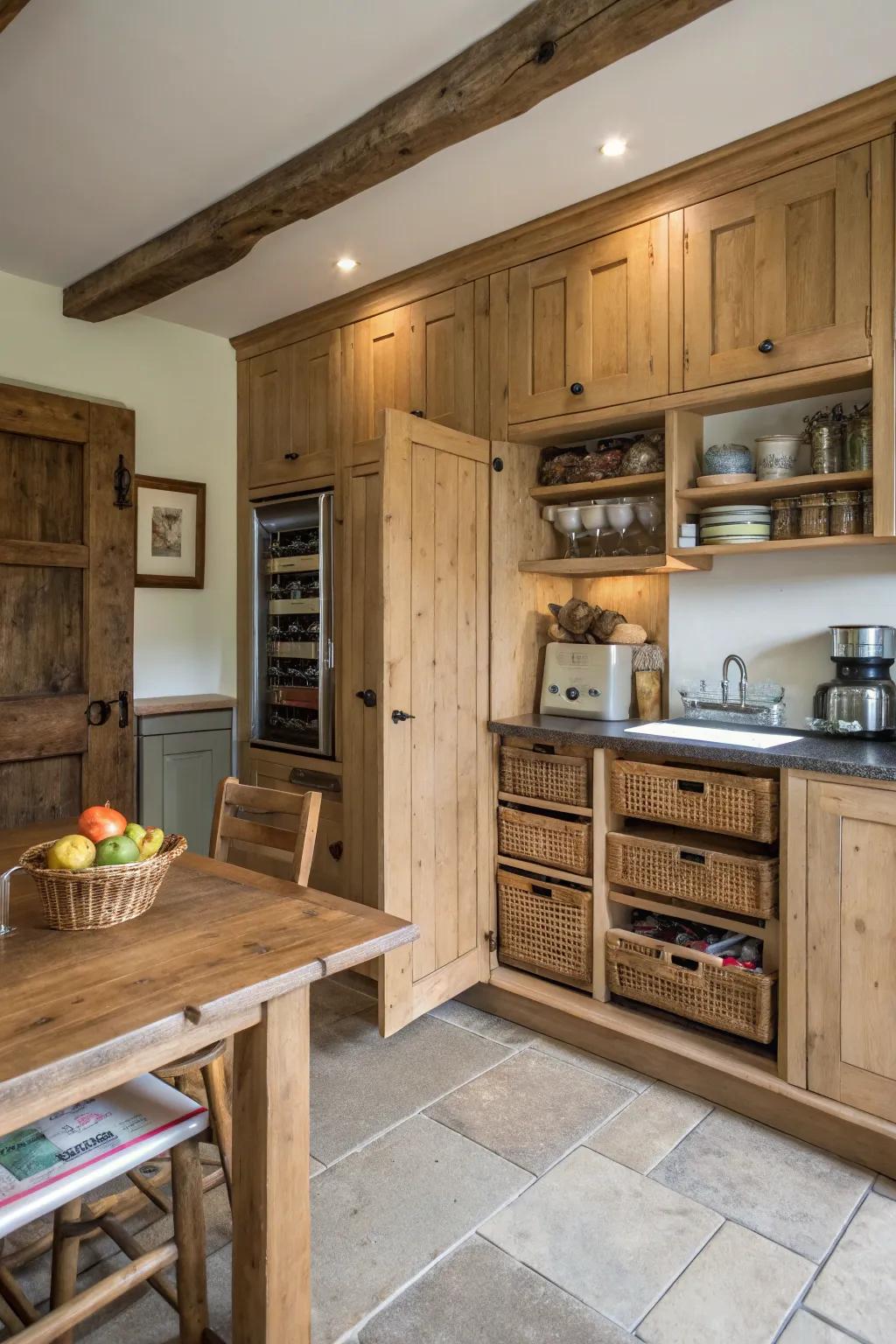Concealed storage maintains this kitchen's tidiness and organization.