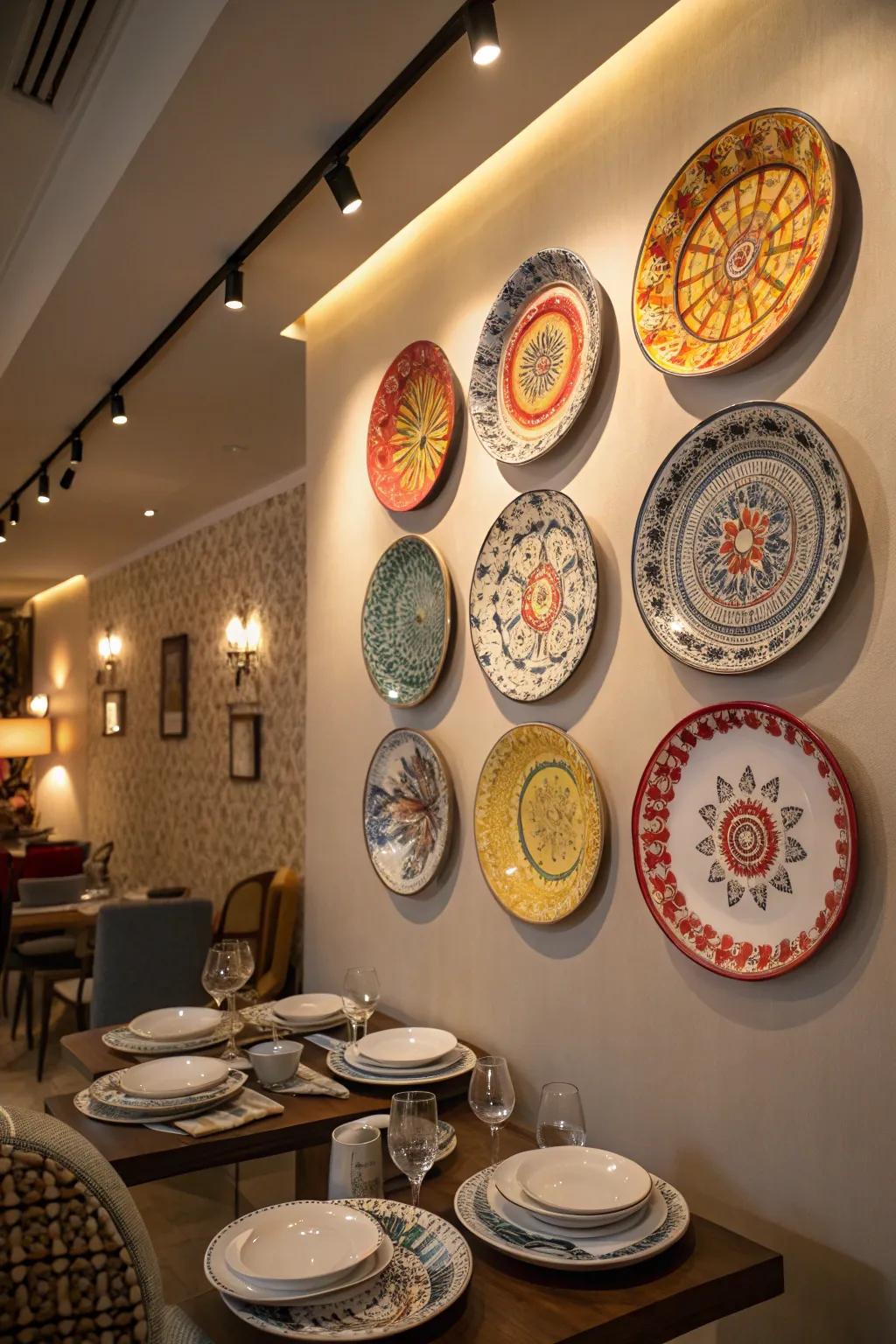 Illumination enhances the aesthetic appeal and ambiance of plate presentations.
