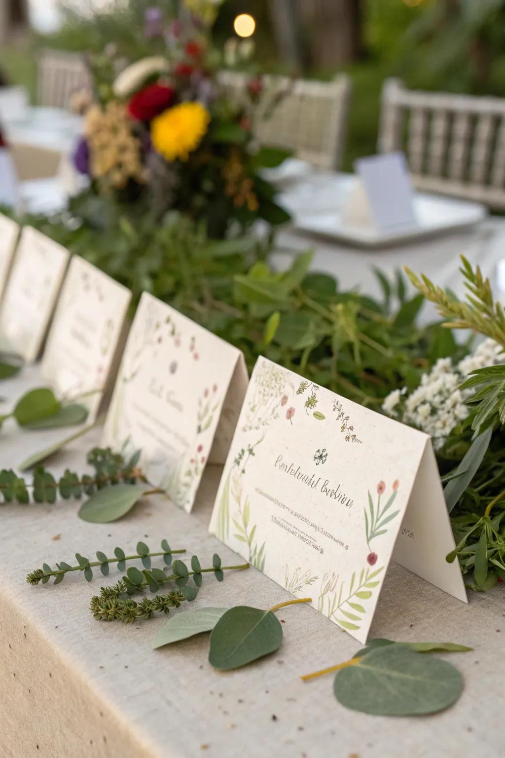 Sprout paper place cards offer a sustainable and memorable detail.