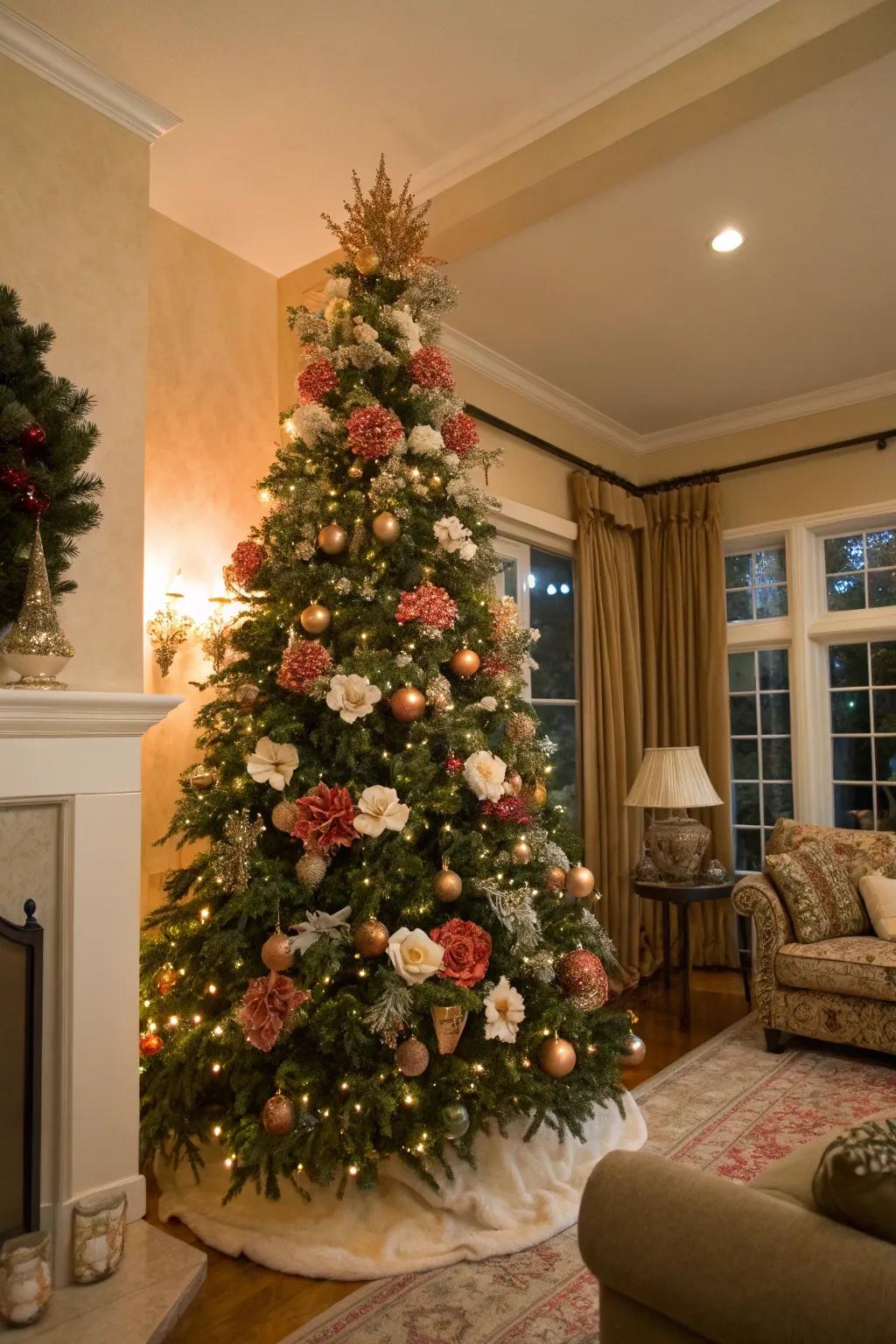 Romantic allure with a botanical treetop.