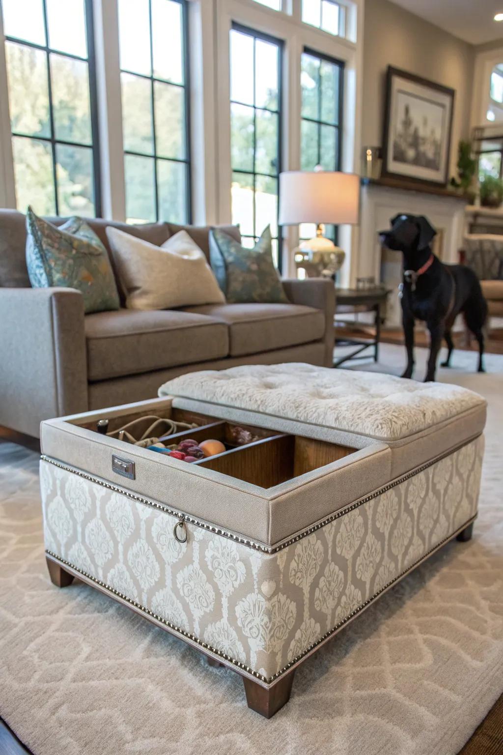 Uphold a streamlined aesthetic through concealed leash storage options.