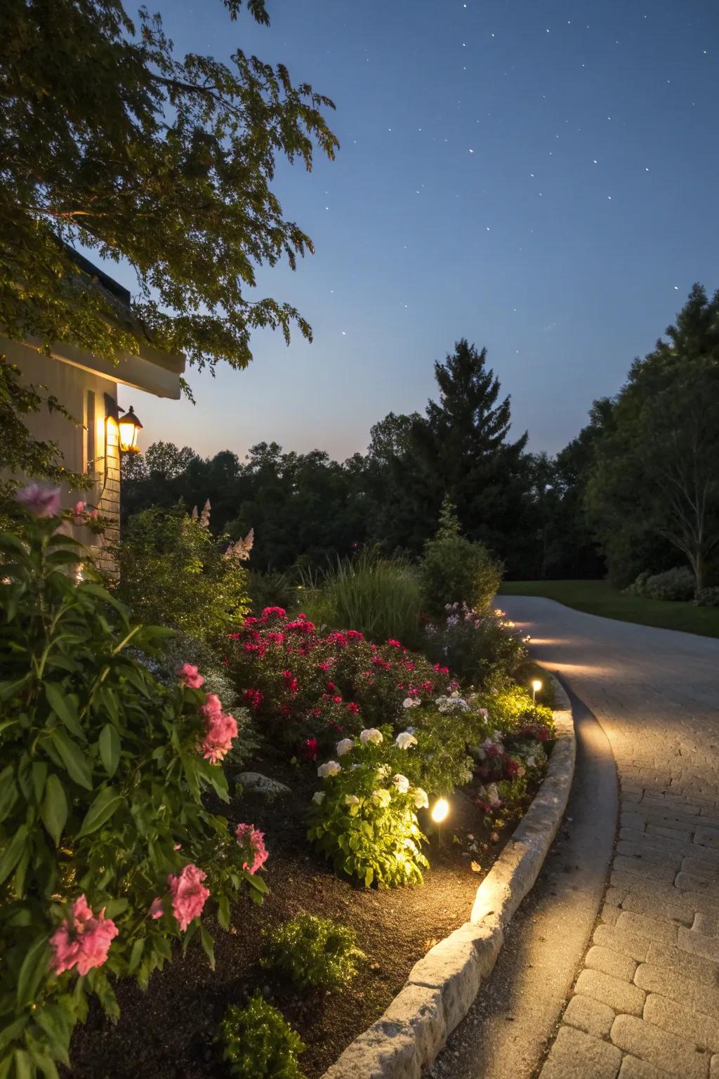 Integrated illumination elevates the berm's nocturnal attraction.