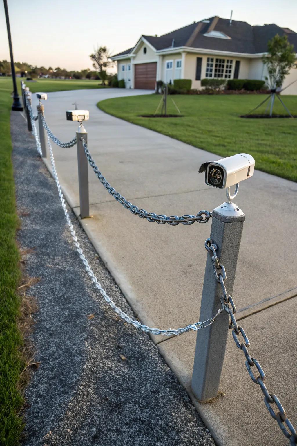 High-tech security showcasing chains incorporating cameras.