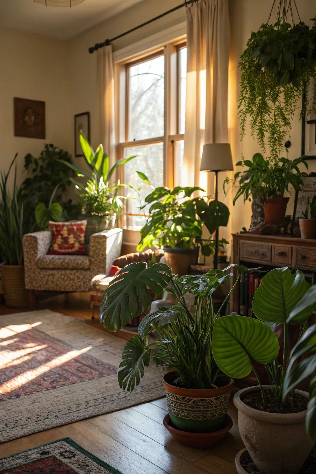 Verdure contributes a natural constituent indoors.