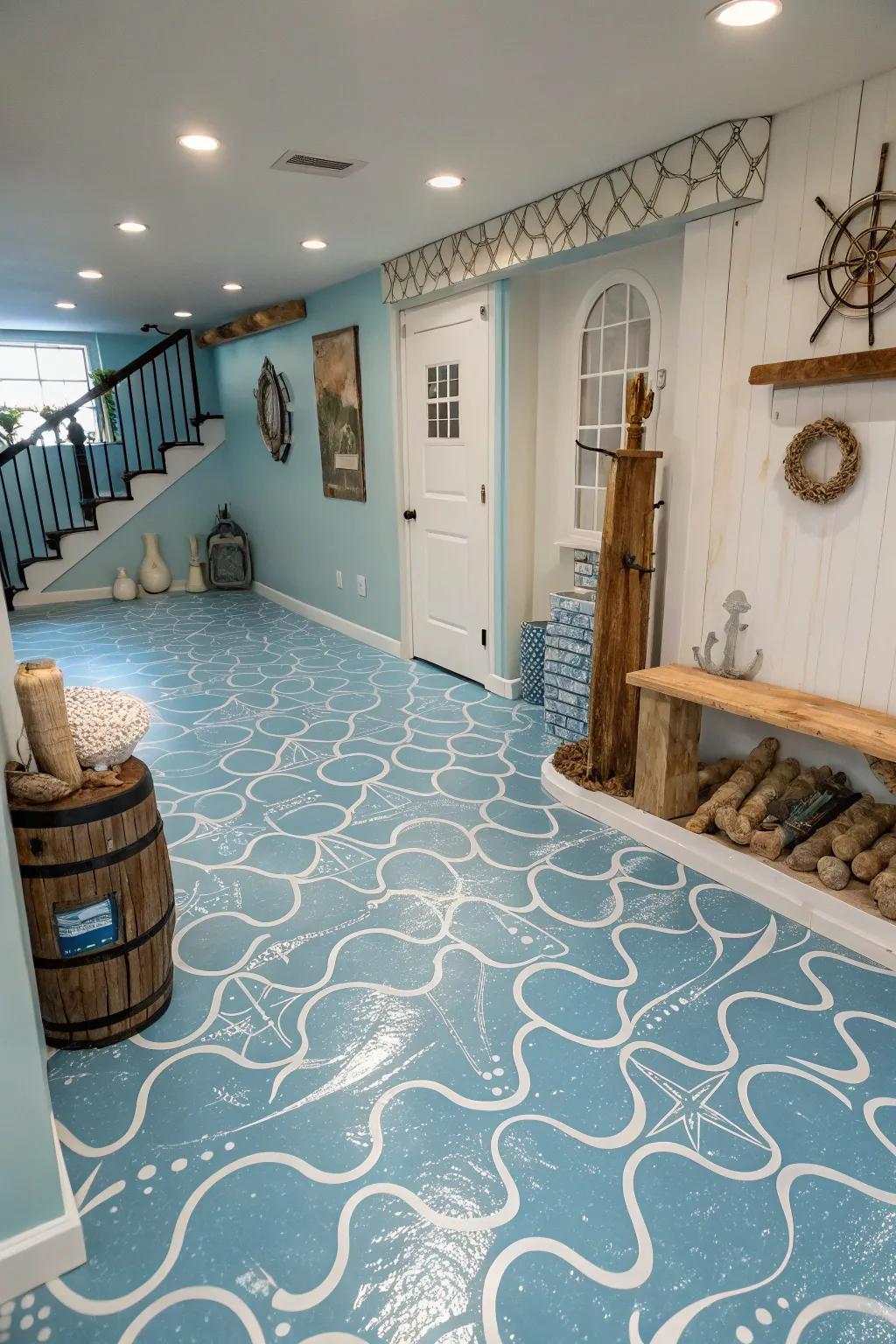 Ocean-inspired floors foster a tranquil escape.