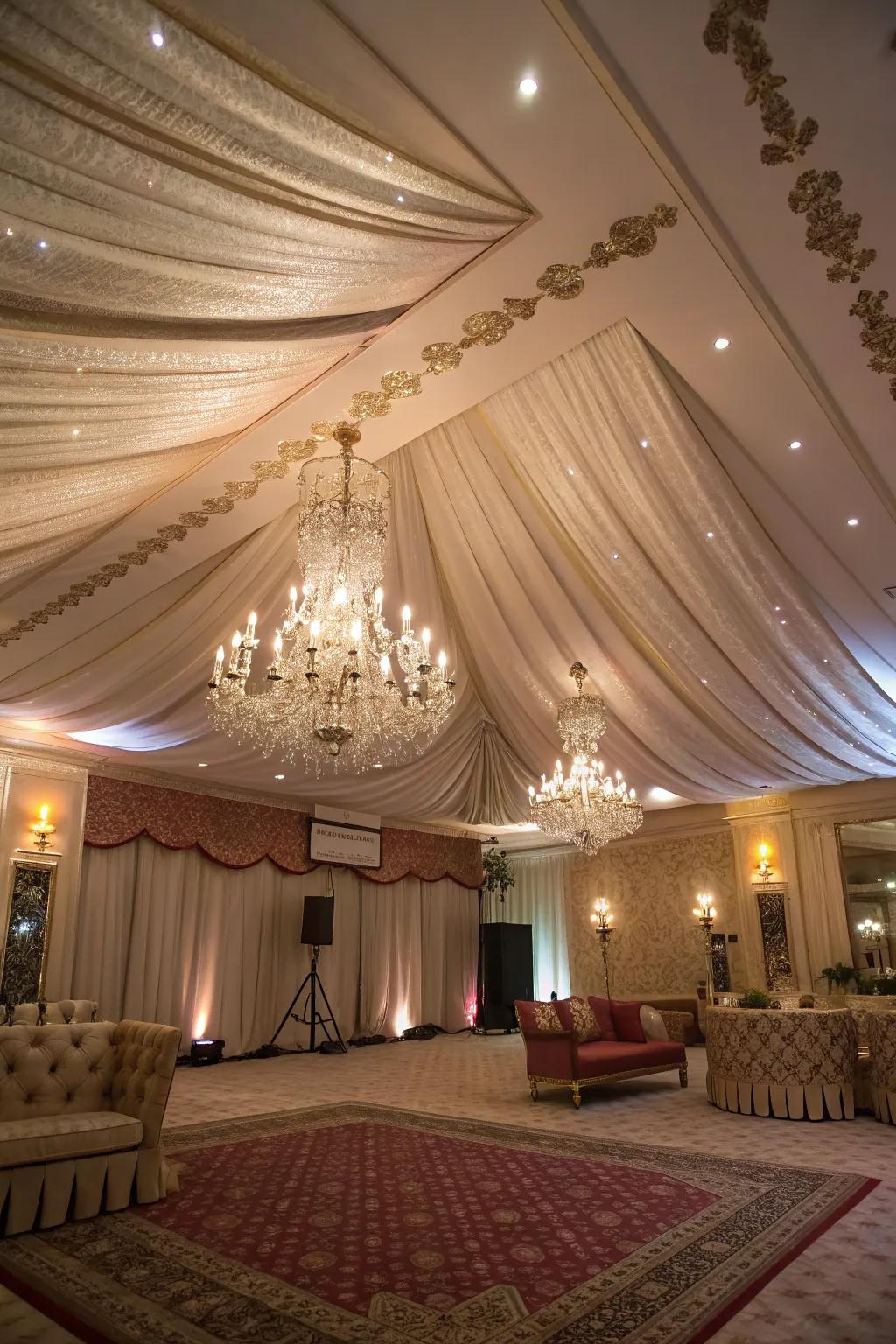 Elevate your space with the elegance of silk textile ceilings.