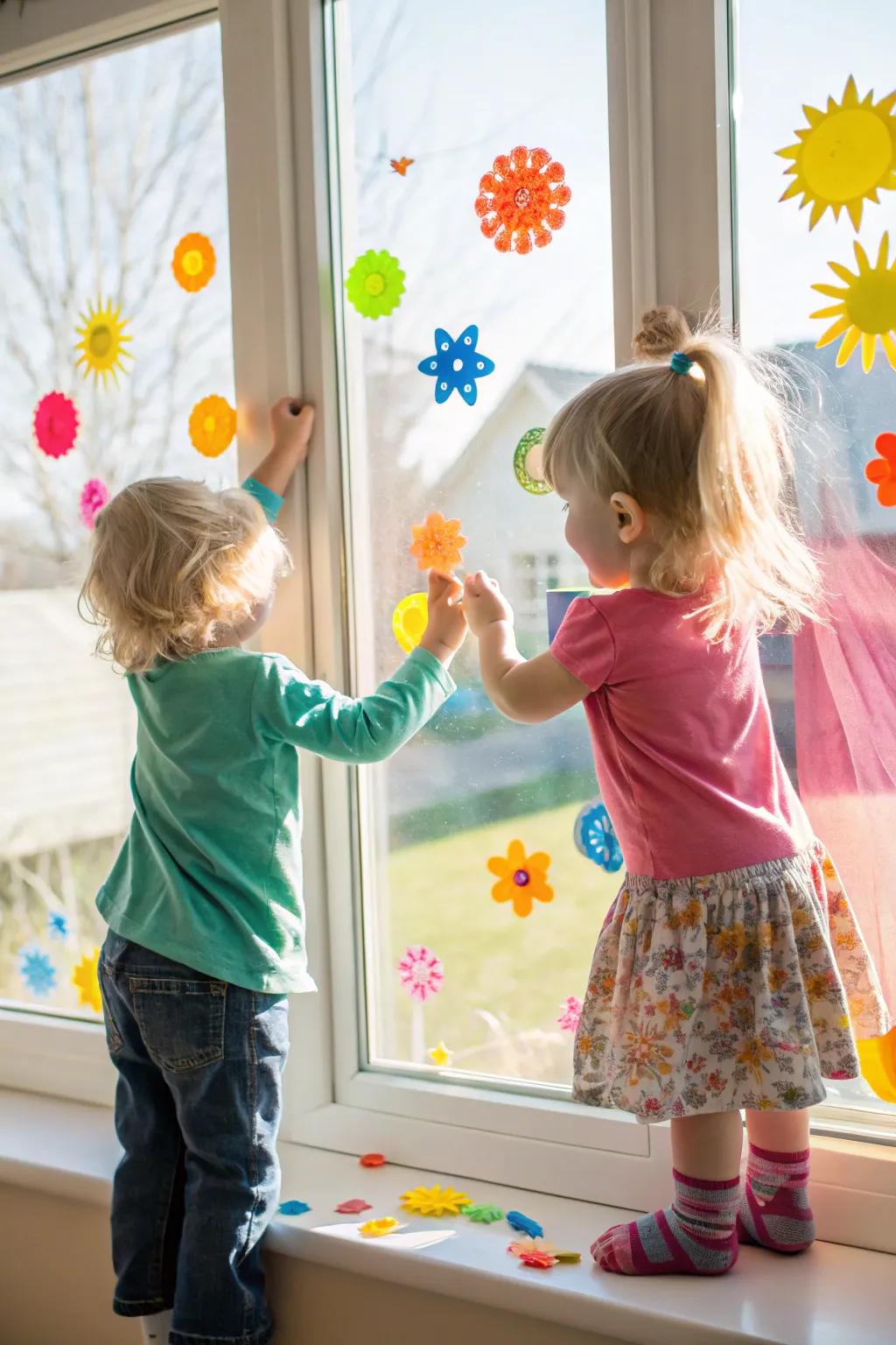 Fenestration gel adheres brighten any space with hue and amusement.