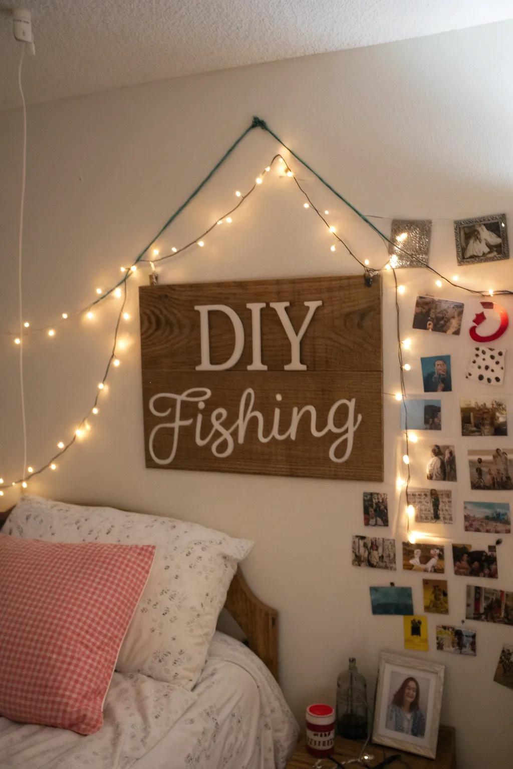 A tailored angling notice appends a individualized and artistic detail to your decor.