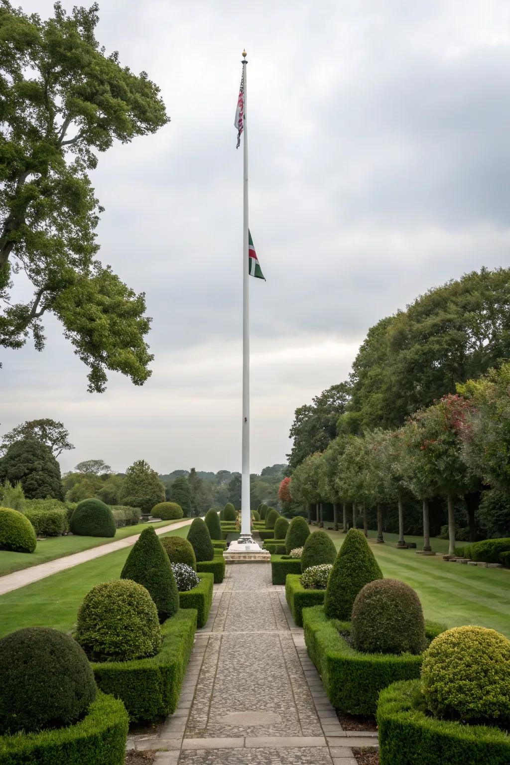 Symmetrical arrangements establish a concordant and orderly landscape.