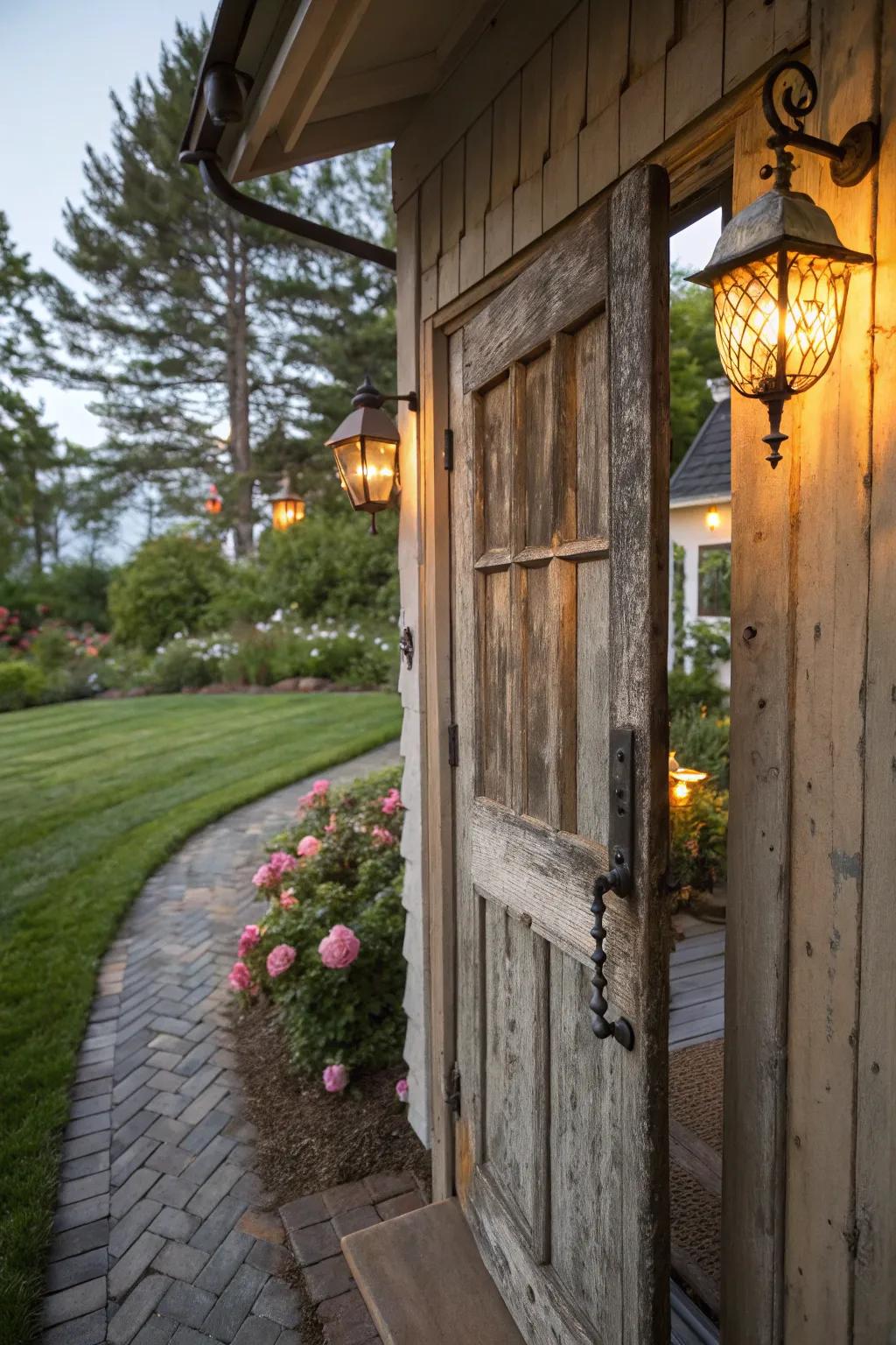 Rustic lights add countryside charm.