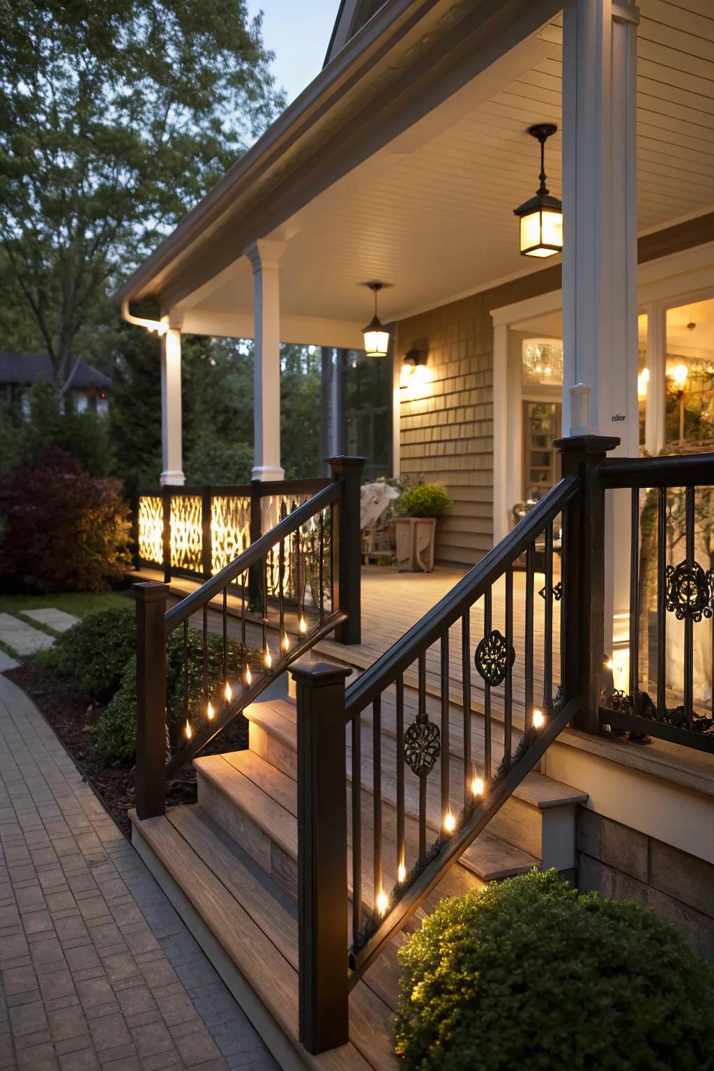 Enchanting ambiance with lighted railings