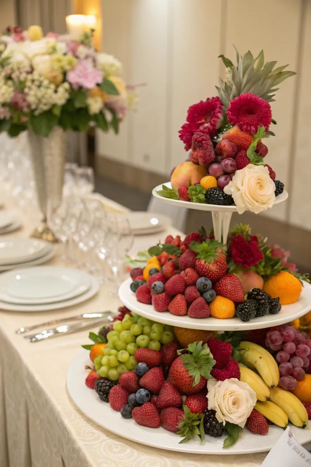 A refined fruit and floral amalgamation exemplary for upscale affairs.