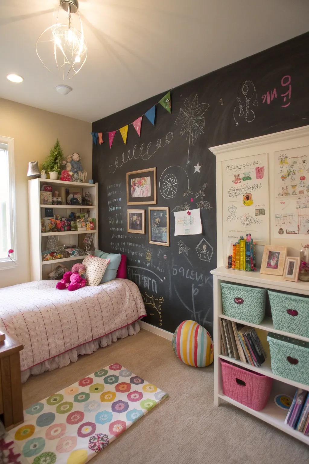 A chalkboard facade encourages inventiveness and personal articulation.