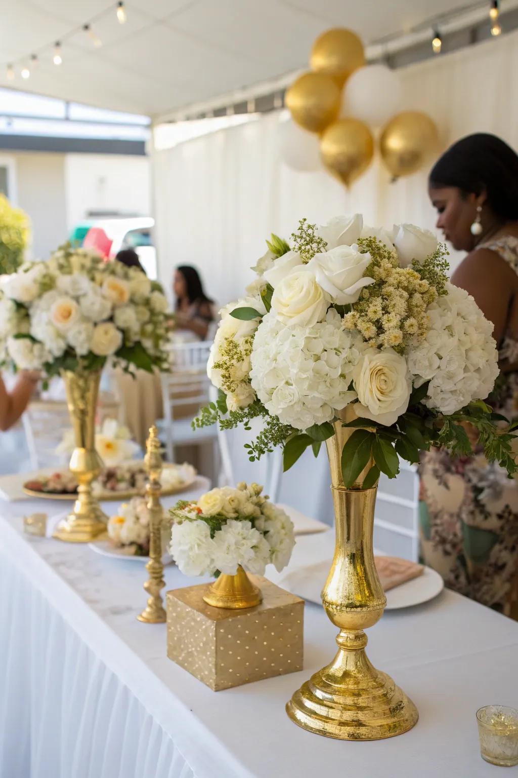 Sophisticated floral arrangements enhancing elegance.