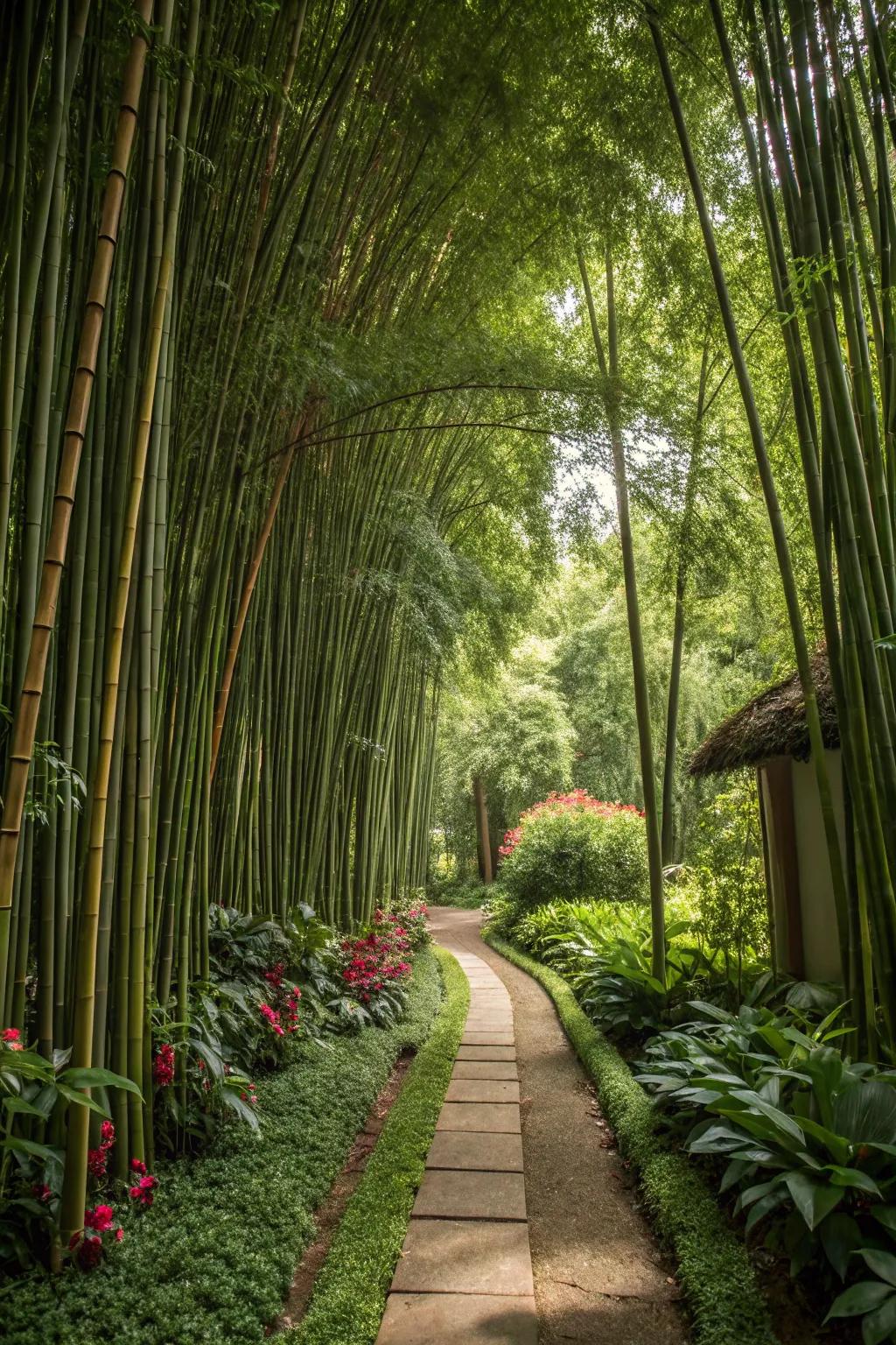Bamboo stands establish privacy and impart a tropical feel.