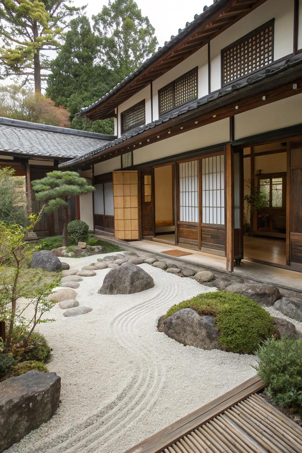 A guest house with a tranquil Peaceful garden, ideal for relaxation.