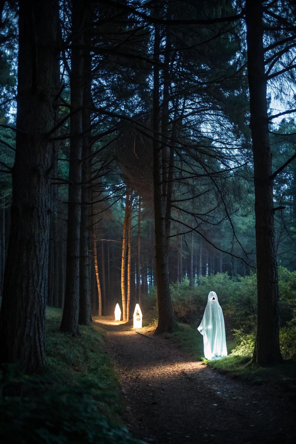 Wandering apparitions glide eerily through the forest.