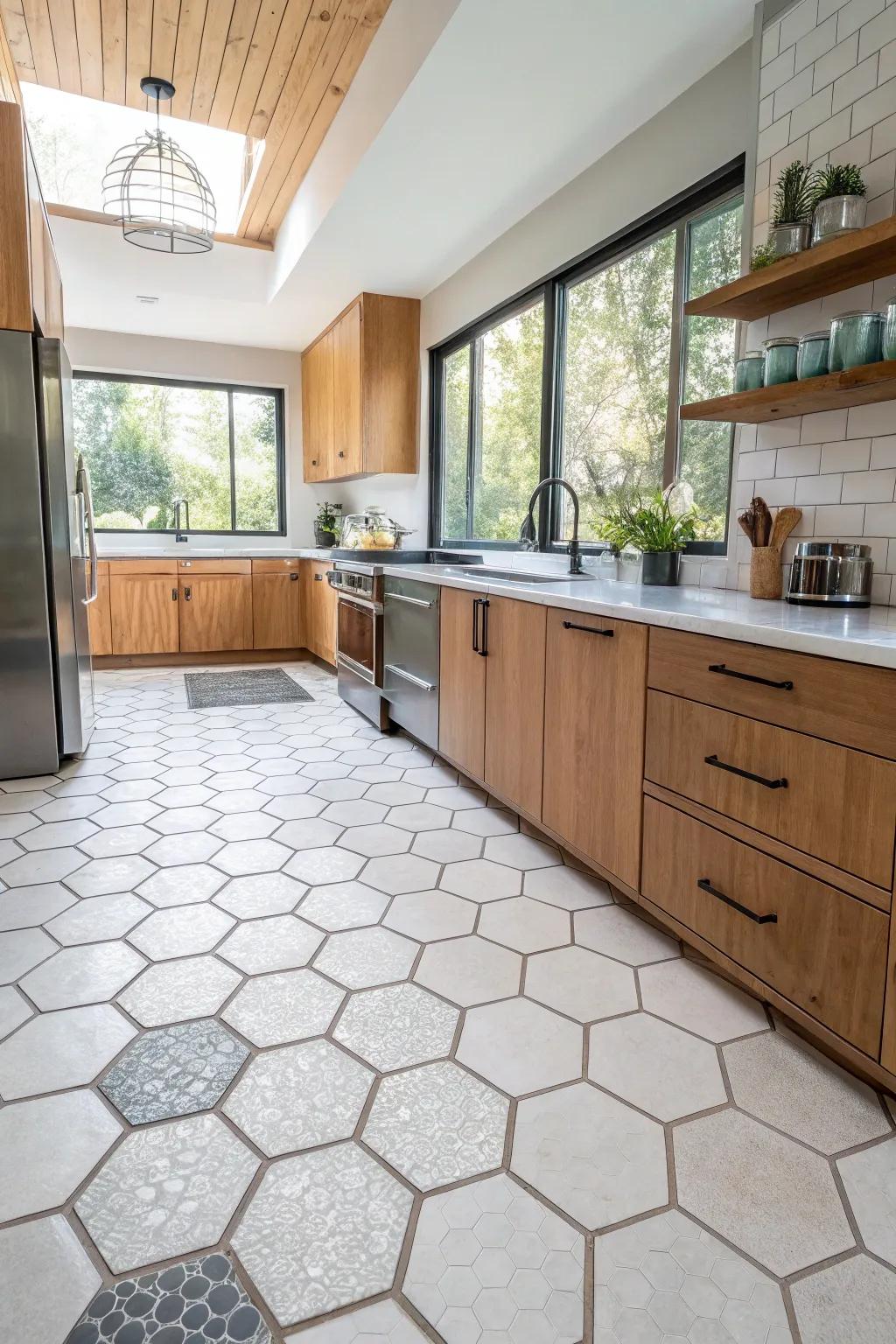 Eco-conscious hexagon tessellations combine sustainability with aesthetic charm.