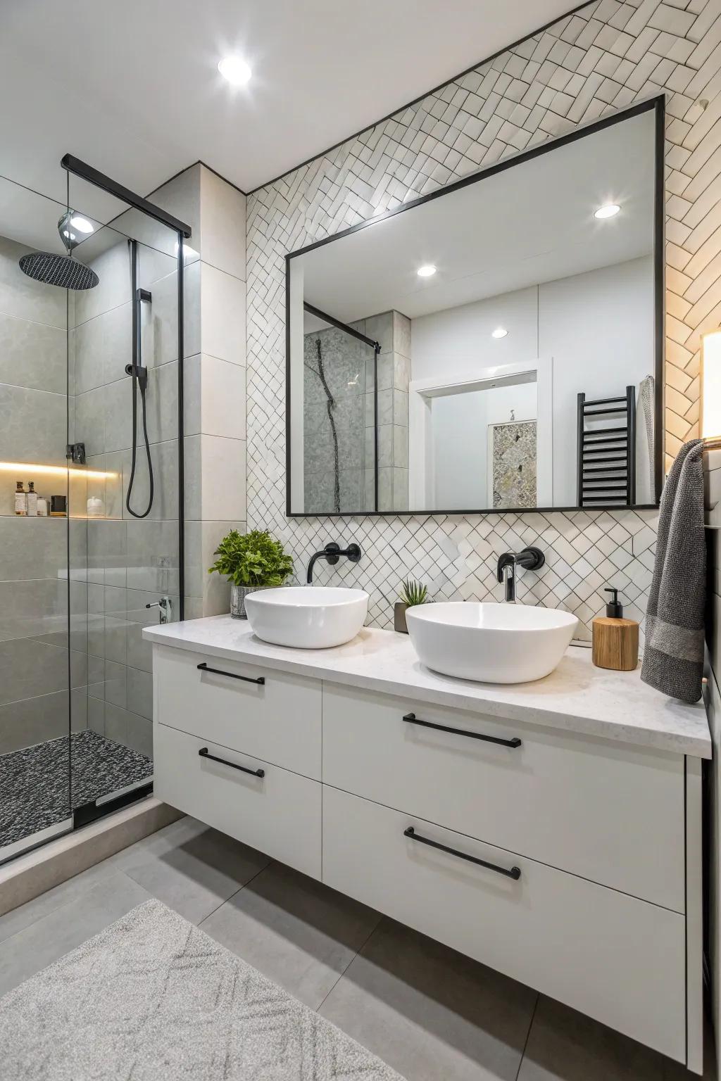 Upgraded components transforming a restroom into a serene sanctuary.