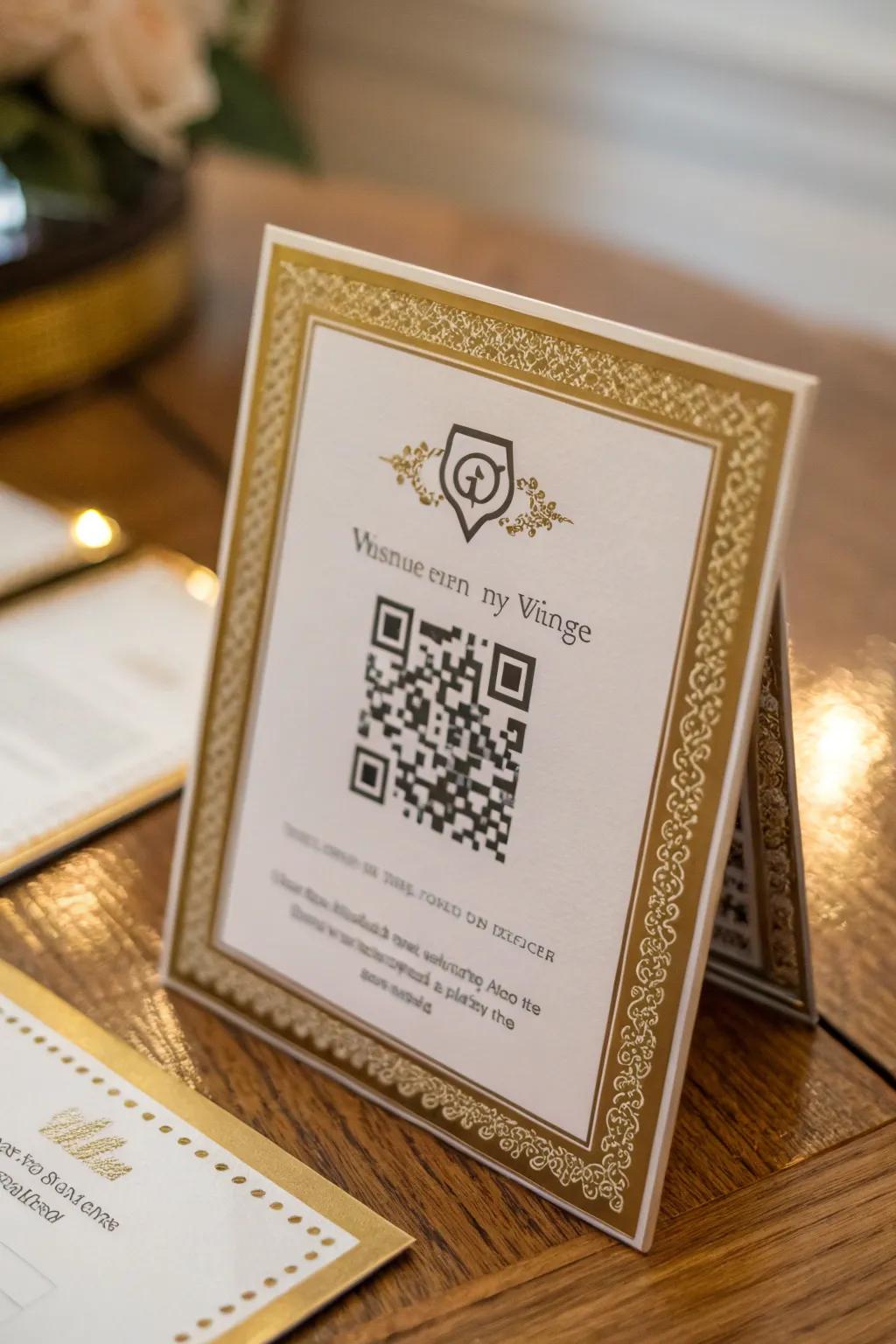 QR codes present a contemporary, interactive experience.