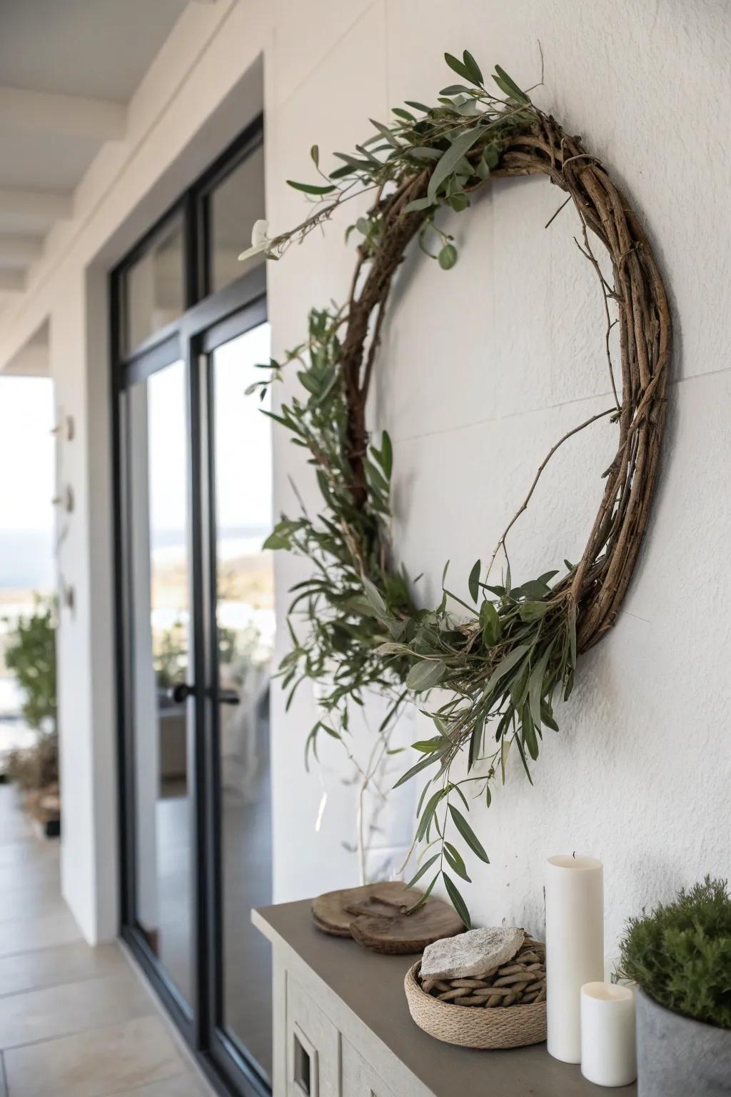 A minimalist wreath embracing simplicity and elegance.